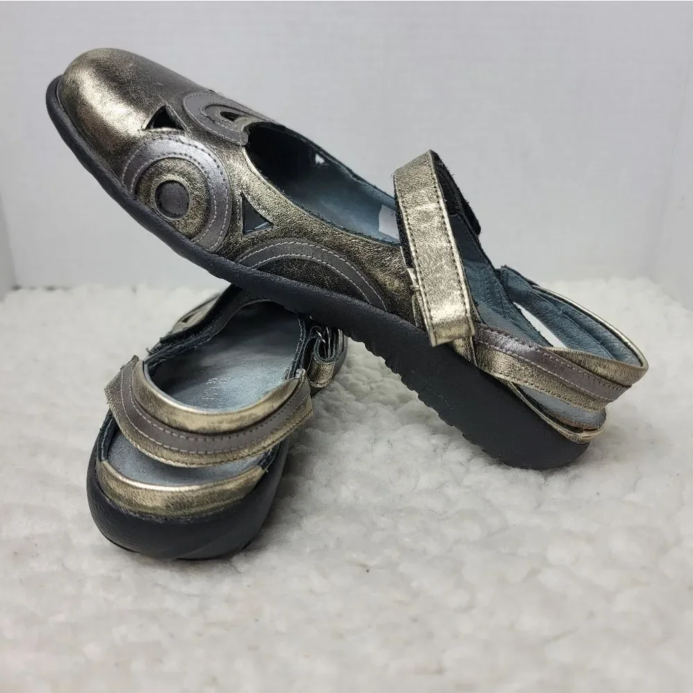 Naot Rongo Women’s Mary Jane Slingback Sandal Size 8.5 Gold Metallic Close Toe